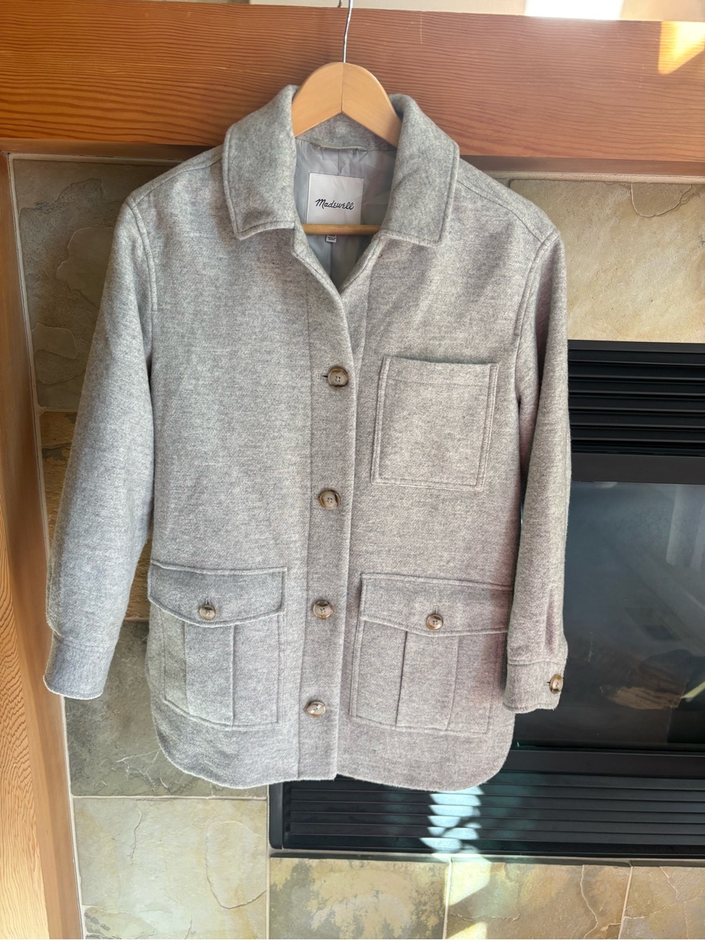 Madewell Heather Gray Wool Pea Coat